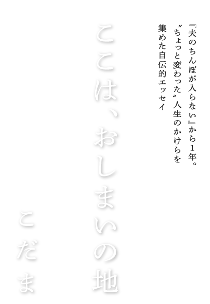 こだま著「ここは、おしまいの地」…『夫のちんぽが入らない』から１年。“ちょっと変わった”人生のかけらを集めた自伝的エッセイ